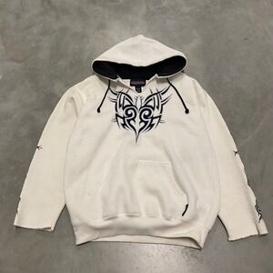 Sapphire Lounge Tribal Graphic Hoodie White Fleece Lined Men's Size L